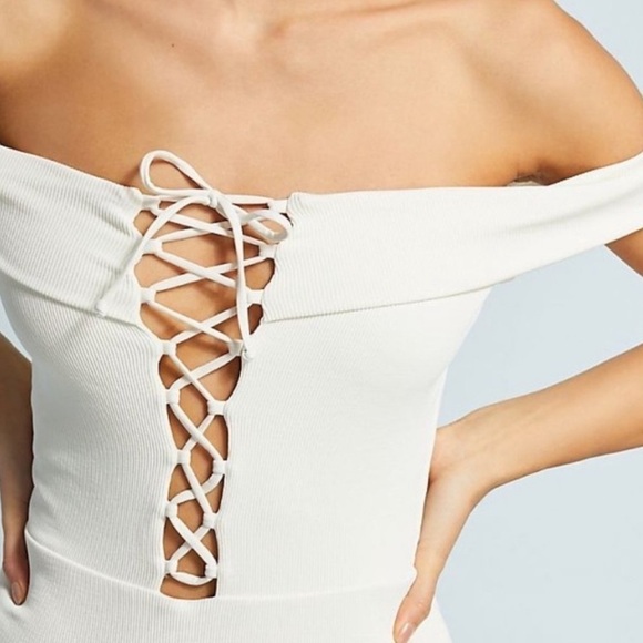 L*SPACE Anja Lace Up Cream One Piece Swimsuit - Picture 3 of 8